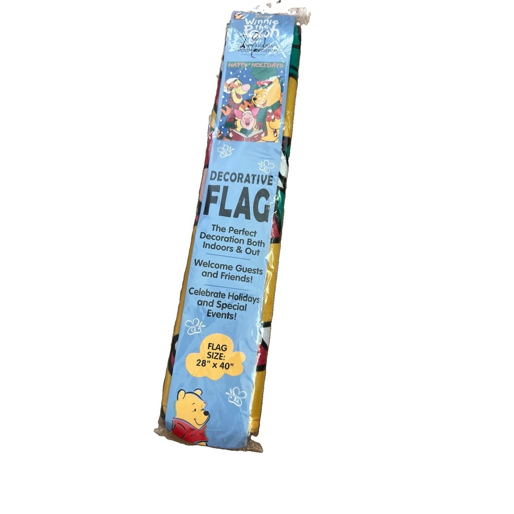 Vintage 2000 Winnie The Pooh Happy Holidays Decorative Flag 28"x40" NOS Sealed - Picture 7 of 8